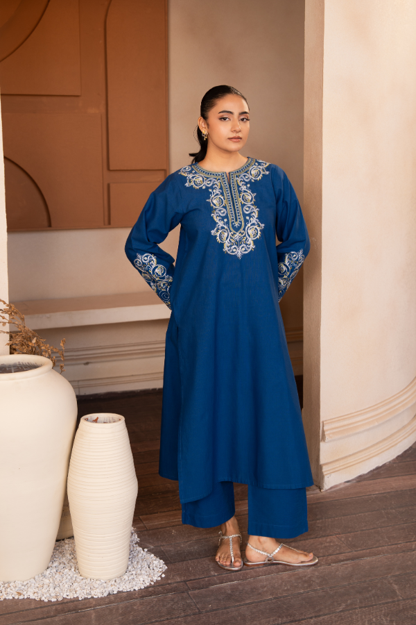 2 Piece - Embroidered Khaddar Suit - AEK - 02