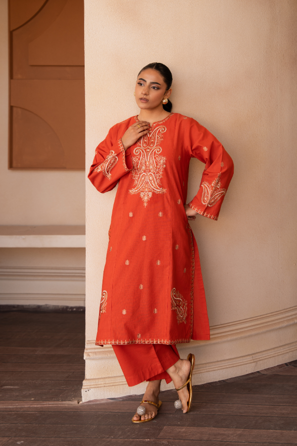 2 Piece - Embroidered Khaddar Suit - AEK - 03