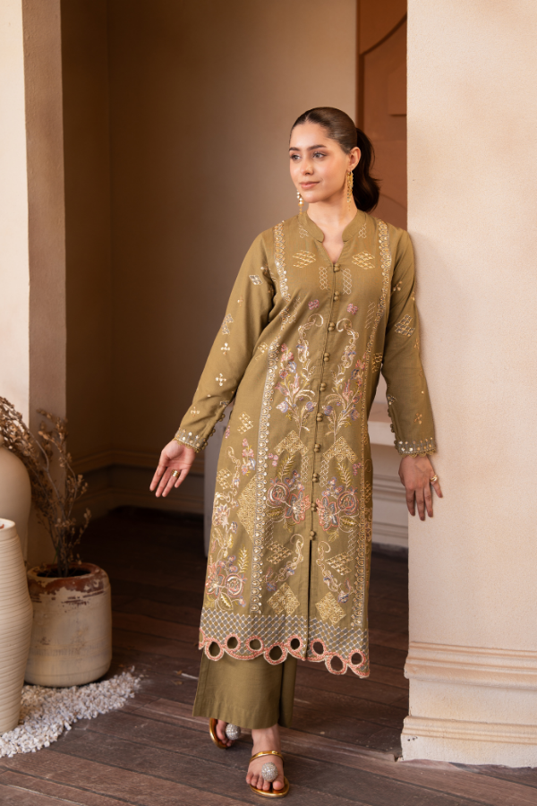 2 Piece - Embroidered Khaddar Suit - AEK - 08
