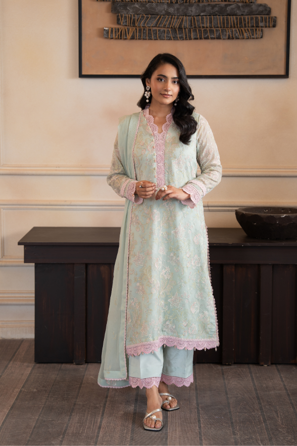 3 Piece - Embroidered Chiffon - V4 - 09