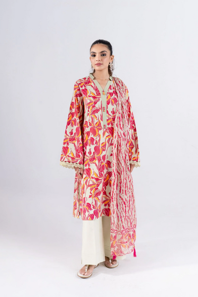 3 Piece - Printed Lawn Suit - MLD1-09