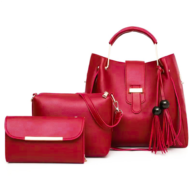 ALEXA 3 PIECE RED HANDBAG