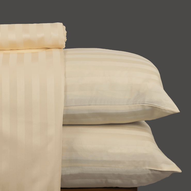 Beige Cream Sateen Stripe